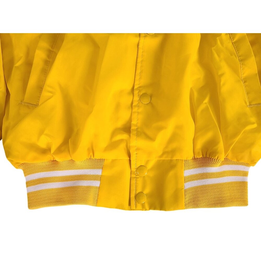 Vtg Auburn Sportswear Yellow Nylon Bomber 80s Snap-Front Jacket S Made In USA - Picture 7 of 11